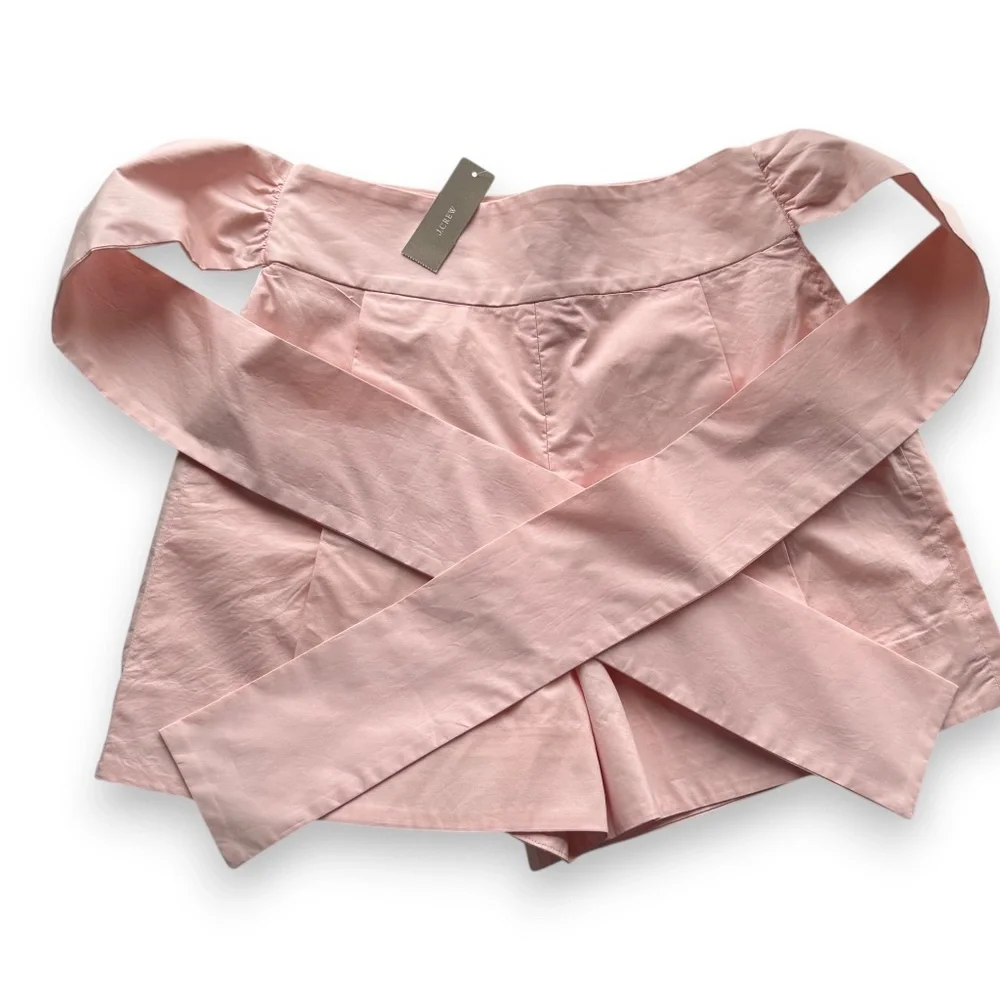J.CREW light pink tie waist shorts cotton poplin size 0 NWT